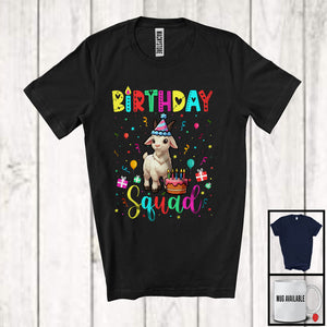 MacnyStore - Birthday Squad; Colorful Birthday Cake Celebration Goat Animal Lover; Family Group T-Shirt