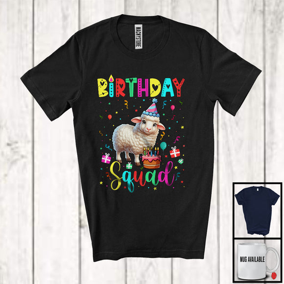 MacnyStore - Birthday Squad; Colorful Birthday Cake Celebration Sheep Animal Lover; Family Group T-Shirt