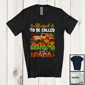 MacnyStore - Blessed To Be Called Grandma And Nana; Amazing Thanksgiving Fall Leaves Pickup Truck; Family T-Shirt