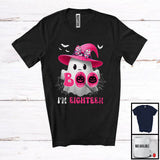 MacnyStore - Boo I'm Eighteen; Adorable 18th Birthday Halloween Costume Pink Boo Ghost Witch; Family Group T-Shirt