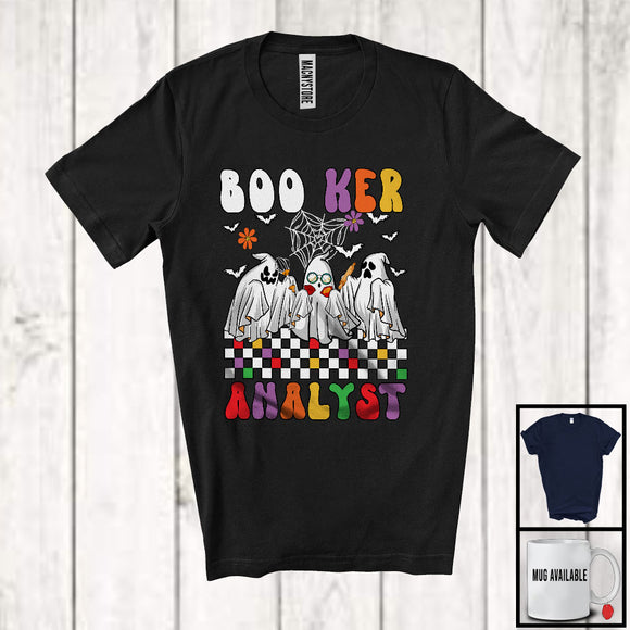 MacnyStore - Boo Ker Analyst; Colorful Halloween Three Ghost Baker Lover; Jobs Careers Group T-Shirt