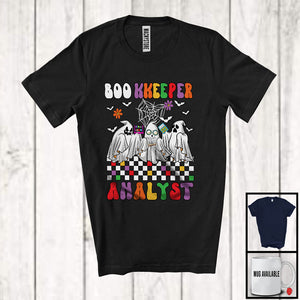 MacnyStore - Boo Kkeeper Analyst; Colorful Halloween Three Ghost Bookkeeper Lover; Jobs Careers Group T-Shirt