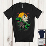 MacnyStore - Boo Riding Zombie T-Rex; Creepy Halloween Costume Moon Boo Ghost T-Rex; Matching Group T-Shirt