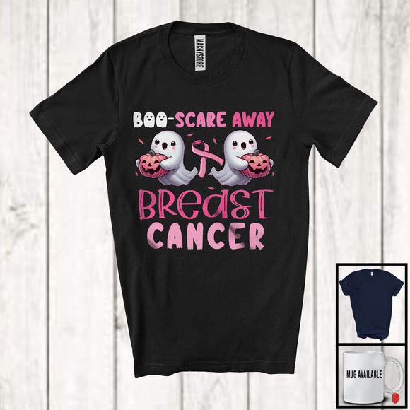 MacnyStore - Boo-Scare Away Breast Cancer; Lovely Halloween Breast Cancer Awareness Pink Ribbon; Pumpkin T-Shirt