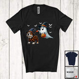 MacnyStore - Boo Walking With Bulldog; Lovely Halloween Costume Witch Ghost; Family Group T-Shirt