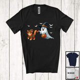 MacnyStore - Boo Walking With Cat; Lovely Halloween Costume Witch Ghost; Family Group T-Shirt