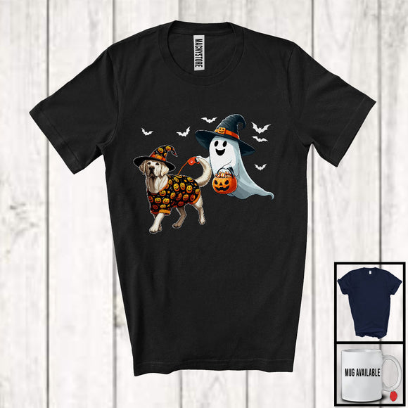 MacnyStore - Boo Walking With Labrador Retriever; Lovely Halloween Costume Witch Ghost; Family Group T-Shirt