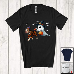 MacnyStore - Boo Walking With Pit Bull; Lovely Halloween Costume Witch Ghost; Family Group T-Shirt