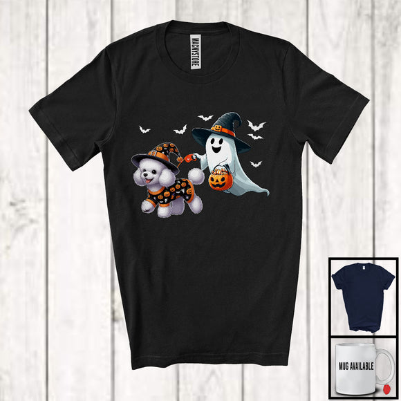 MacnyStore - Boo Walking With Poodle; Lovely Halloween Costume Witch Ghost; Family Group T-Shirt