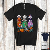 MacnyStore - Boo; Spooky Halloween Three Pumpkin Mummy Witch Bichon Frises Owner; Family Group T-Shirt