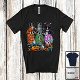 MacnyStore - Boo; Spooky Halloween Three Pumpkin Mummy Witch Border Collies Owner; Family Group T-Shirt