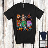 MacnyStore - Boo; Spooky Halloween Three Pumpkin Mummy Witch Chow Chows Owner; Family Group T-Shirt