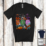 MacnyStore - Boo; Spooky Halloween Three Pumpkin Mummy Witch Dobermanns Owner; Family Group T-Shirt