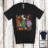 MacnyStore - Boo; Spooky Halloween Three Pumpkin Mummy Witch Donkeys Owner; Family Group T-Shirt