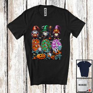 MacnyStore - Boo; Spooky Halloween Three Pumpkin Mummy Witch Gnomes Owner; Family Group T-Shirt