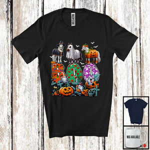 MacnyStore - Boo; Spooky Halloween Three Pumpkin Mummy Witch Horses Owner; Family Group T-Shirt