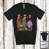 MacnyStore - Boo; Spooky Halloween Three Pumpkin Mummy Witch Labrador Retrievers Owner; Family Group T-Shirt