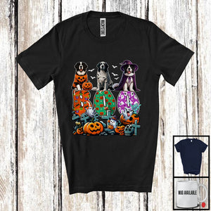 MacnyStore - Boo; Spooky Halloween Three Pumpkin Mummy Witch Landseers Owner; Family Group T-Shirt