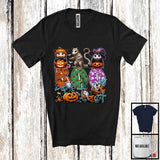 MacnyStore - Boo; Spooky Halloween Three Pumpkin Mummy Witch Opossums Owner; Family Group T-Shirt