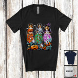 MacnyStore - Boo; Spooky Halloween Three Pumpkin Mummy Witch Shelties Owner; Family Group T-Shirt