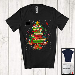 MacnyStore - Book Christmas Tree; Amazing X-mas Lights Santa Elf Reindeer Book Teacher; Family Group T-Shirt