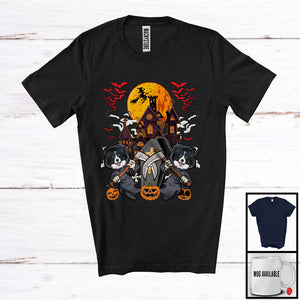 MacnyStore - Border Collie Death, Horror Halloween Costume Two Dogs Owner, Moon Matching Family Group T-Shirt