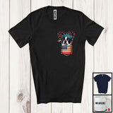 MacnyStore - Boston Terrier in American Flag Pocket, Adorable 4th Of July Boston Terrier Owner, Patriotic T-Shirt