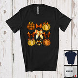 MacnyStore - Bow Pumpkin Collection; Adorable Thanksgiving Autumn Fall Plaid Pumpkin Bows; Women Family T-Shirt