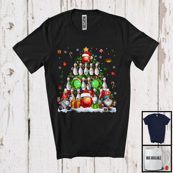 MacnyStore - Bowling Equipment As Christmas Tree; Amazing X-mas Bowling Player Playing; Sport Gnomes T-Shirt