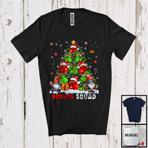 MacnyStore - Boxing Squad; Lovely Boxing Equipment Christmas Tree Lights; Sport Player Playing Gnomes T-Shirt