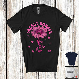 MacnyStore - Breast Cancer Awareness; Lovely Sunflower Lover Leopard Pink Ribbon Hearts; Family Group T-Shirt