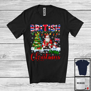 MacnyStore - British You A Merry Christmas; Fantastic X-mas Tree Santa British Flag Snowman; Family Group T-Shirt