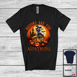 MacnyStore - Brooms Are For Amateurs; Creepy Halloween Moon Witch On School Bus Lover; Family Group T-Shirt