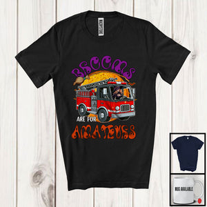 MacnyStore - Brooms Are For Amateurs, Sarcastic Halloween Witch Driving Fire Truck Driver, Family Group T-Shirt