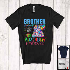 MacnyStore - Brother Of The Birthday Princess, Joyful Birthday Party Celebration Unicorn Lover, Family Group T-Shirt