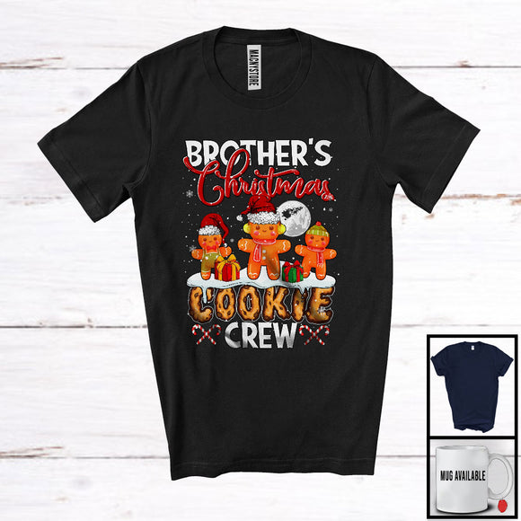 MacnyStore - Brother's Christmas Cookie Crew; Humorous X-mas Three Santa Gingerbreads; Moon Family Group T-Shirt