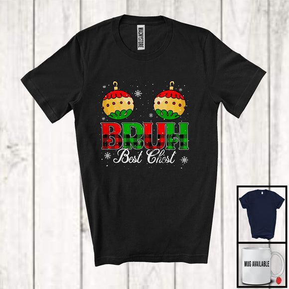 MacnyStore - Bruh Best Chest; Amazing Christmas Plaid Couple Chest Ornaments; Women X-mas Family T-Shirt