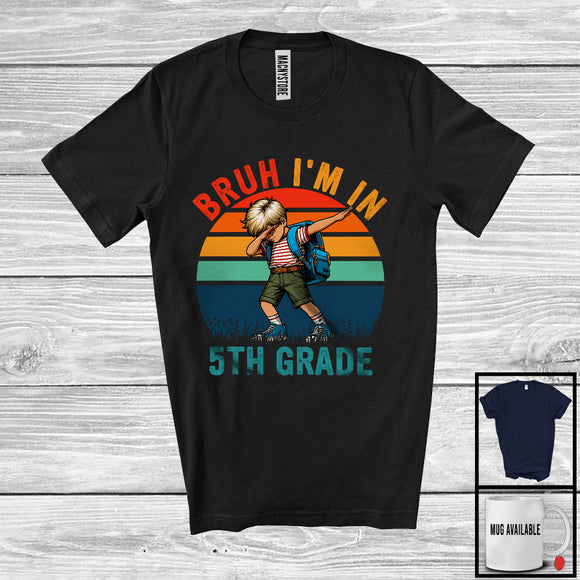 MacnyStore - Bruh I'm In Fifth Grade; Lovely Back To School Dabbing Boy 5th Grade; Vintage Retro Students T-Shirt