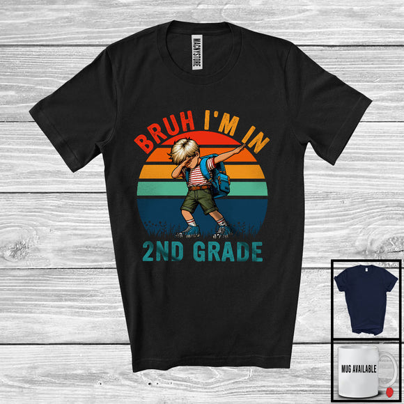 MacnyStore - Bruh I'm In Second Grade; Lovely Back To School Dabbing Boy 2nd Grade; Vintage Retro Students T-Shirt