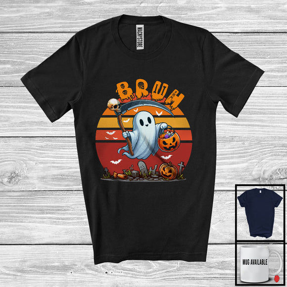 MacnyStore - Bruh; Adorable Halloween Costume Boo Ghost Trick Or Treat; Candy Lover Vintage Retro T-Shirt