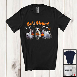 MacnyStore - Bull Sheet; Scary Halloween Costume Three Ghost Cows Trick Or Treat; Farmer Farm Animal T-Shirt