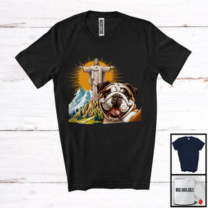 MacnyStore - Bulldog Selfie With Jesus Statue; Lovely Bulldog Owner Lover; Matching Family Group T-Shirt