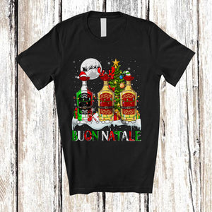 MacnyStore - Buon Natale Merry Christmas; Humorous Three Tequila of Glasses; Italian Drinking Drunker Group T-Shirt