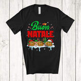 MacnyStore - Buon Natale; Adorable Christmas Lights Three Santa Elf Reindeer Pasta; Italian Food Lover T-Shirt