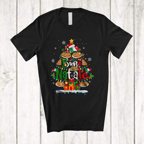 MacnyStore - Buon Natale; Humorous Christmas Tree Lights Italian Food Lover; Matching Family Group T-Shirt