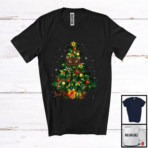 MacnyStore - Burmese Cat Christmas Tree Cosplay; Merry X-mas Burmese Cat Owner; Snowing Family Group T-Shirt