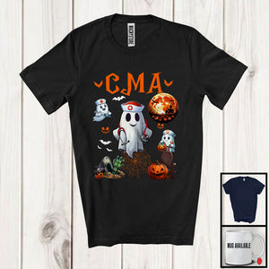 MacnyStore - CMA; Awesome Halloween Costume Moon Boo Ghost; Nursing Nurse Lover Group T-Shirt