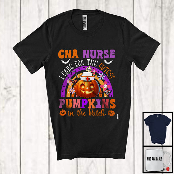 MacnyStore - CNA Nurse Care For The Cutest Pumpkins In The Patch; Happy Halloween Pumpkin Rainbow T-Shirt