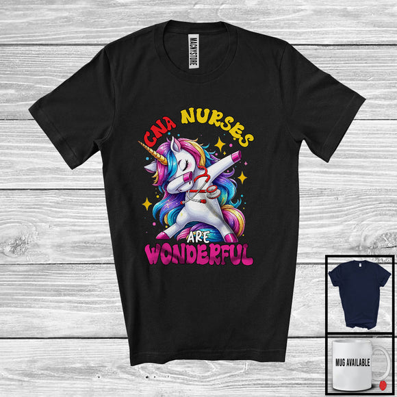 MacnyStore - CNA Nurses Are Wonderful; Cheerful Dabbing Unicorn Magical; Matching Nurse Nursing Group T-Shirt