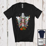 MacnyStore - Candy Cane Rib Cage; Awesome Christmas Lights Skeleton X-Ray; Candy Cane Snow Family T-Shirt